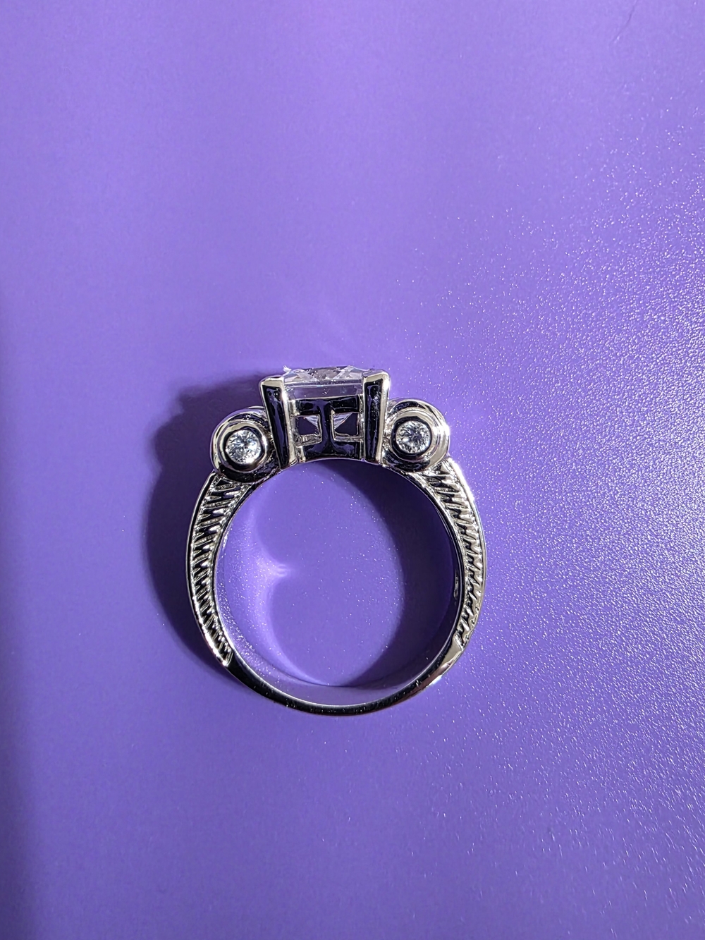 Heavy 925 Sterling Silver Princess Cut CZ Statement Ring Size 7 - 6.66g